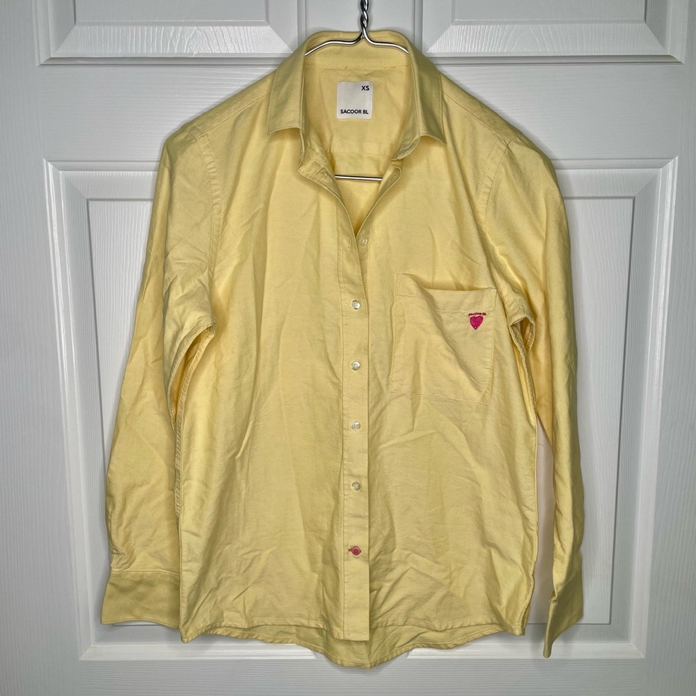 Sacoor BL Yellow Casual Button Down Shirt with Relaxed Fit - XS